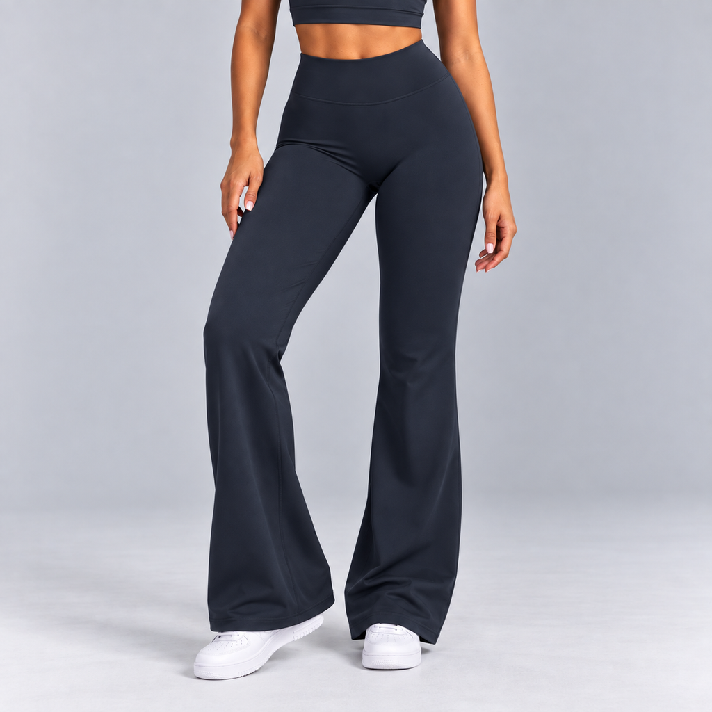 High-Waisted Flare Pants -Brown