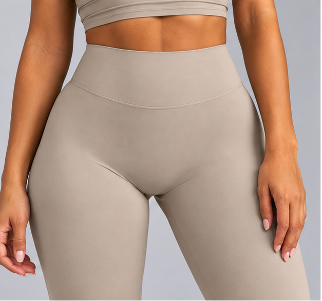 High-Waisted Flare Pants -Brown