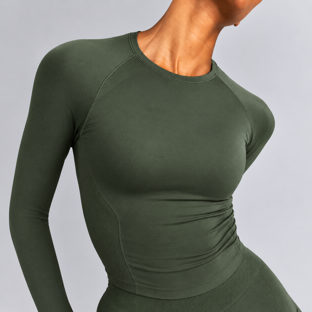 Sculpt Long Sleeve Top - Oil Blue