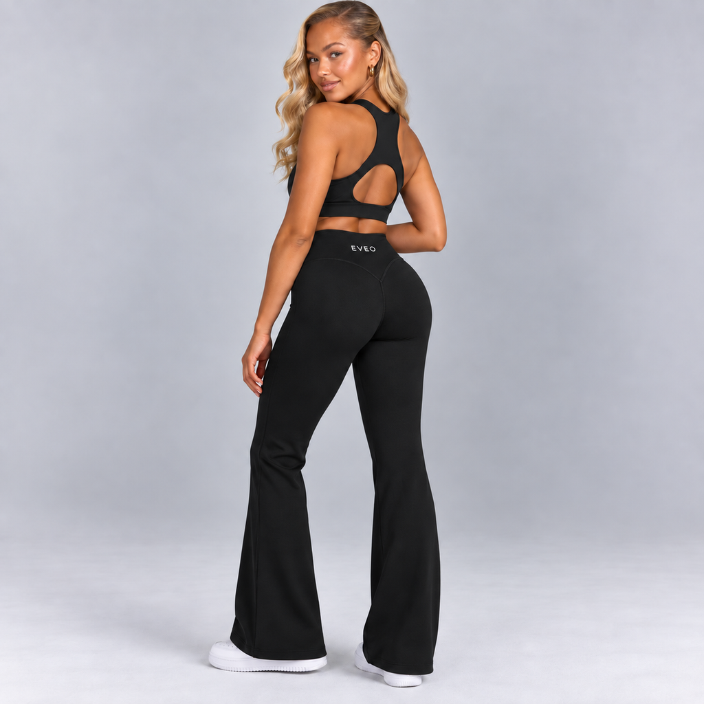 High-Waisted Flare Pants -Brown