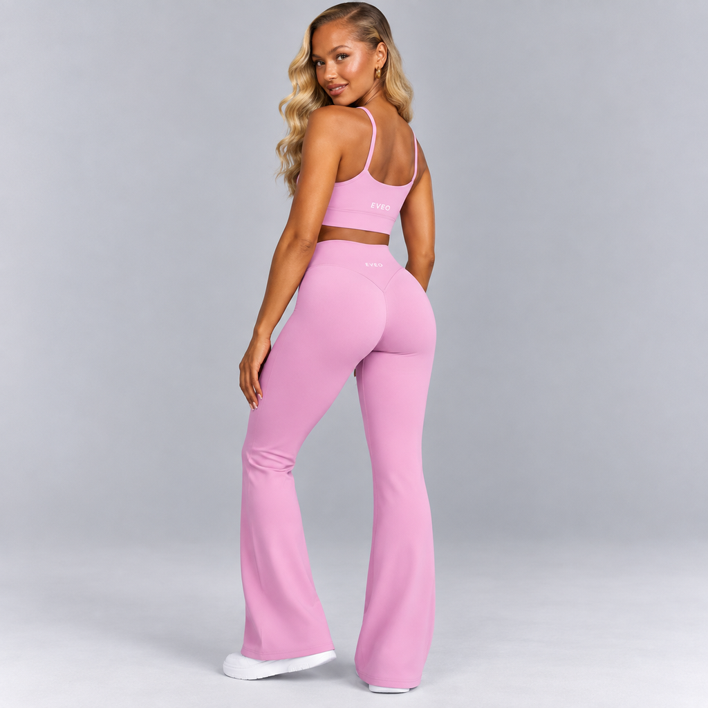 High-Waisted Flare Pants -Brown
