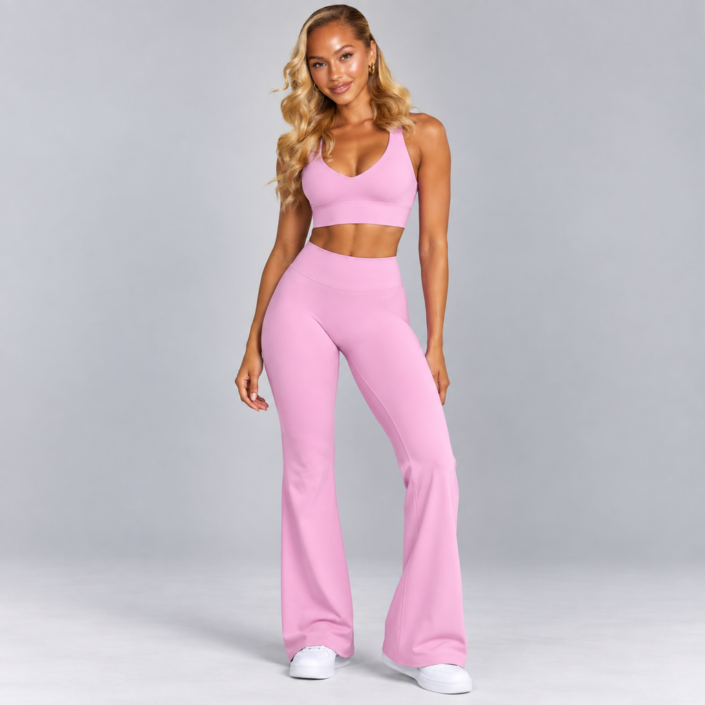 High-Waisted Flare Pants -Brown