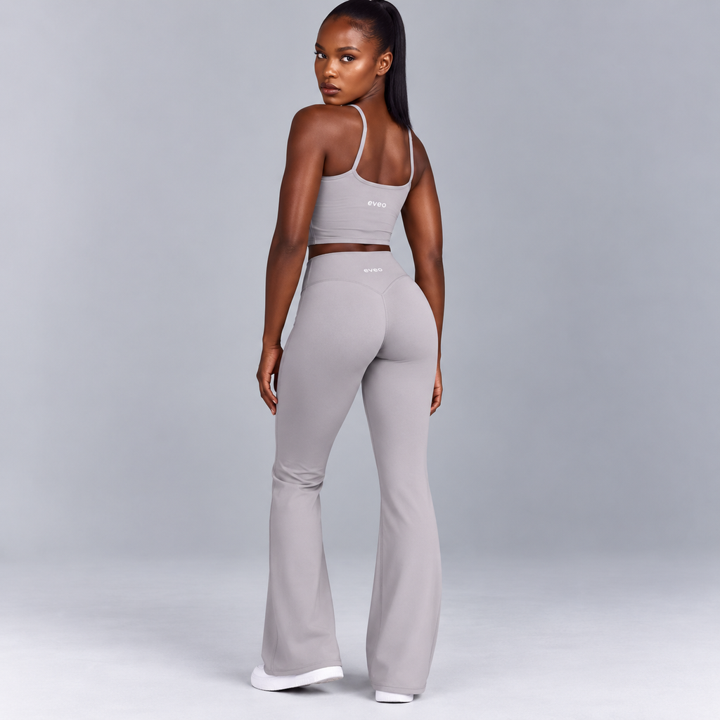High-Waisted Flare Pants -Brown